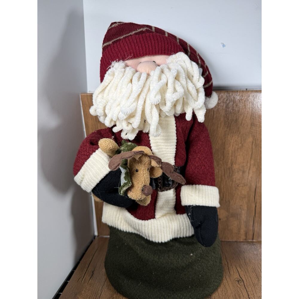 Christmas Santa Claus Weighted,Stuffed Cloth Plush Figurine Decoration 17 in